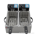 Peralatan Dapur Restoran 4L Dual Cylinder Electric Fryer Dengan Keranjang